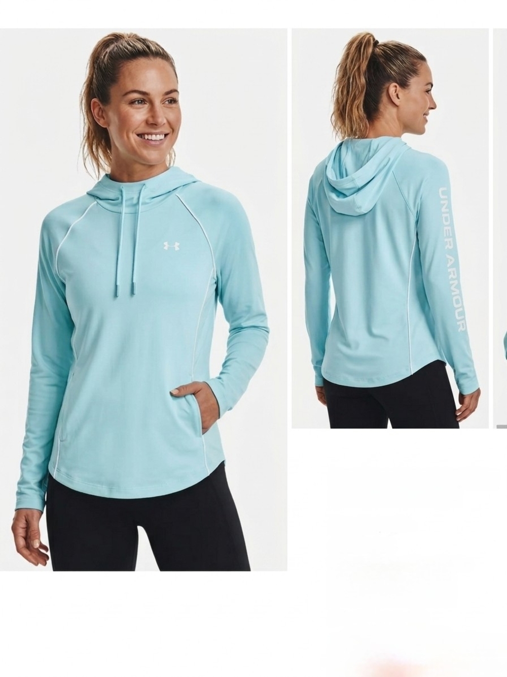 Under Armour Women's HeatGear Tech Long Sleeve Hoodie Ice Blue Medium